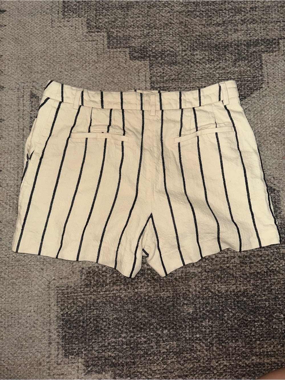 Women’s Cream Striped Casual Shorts - Picture 3 of 6